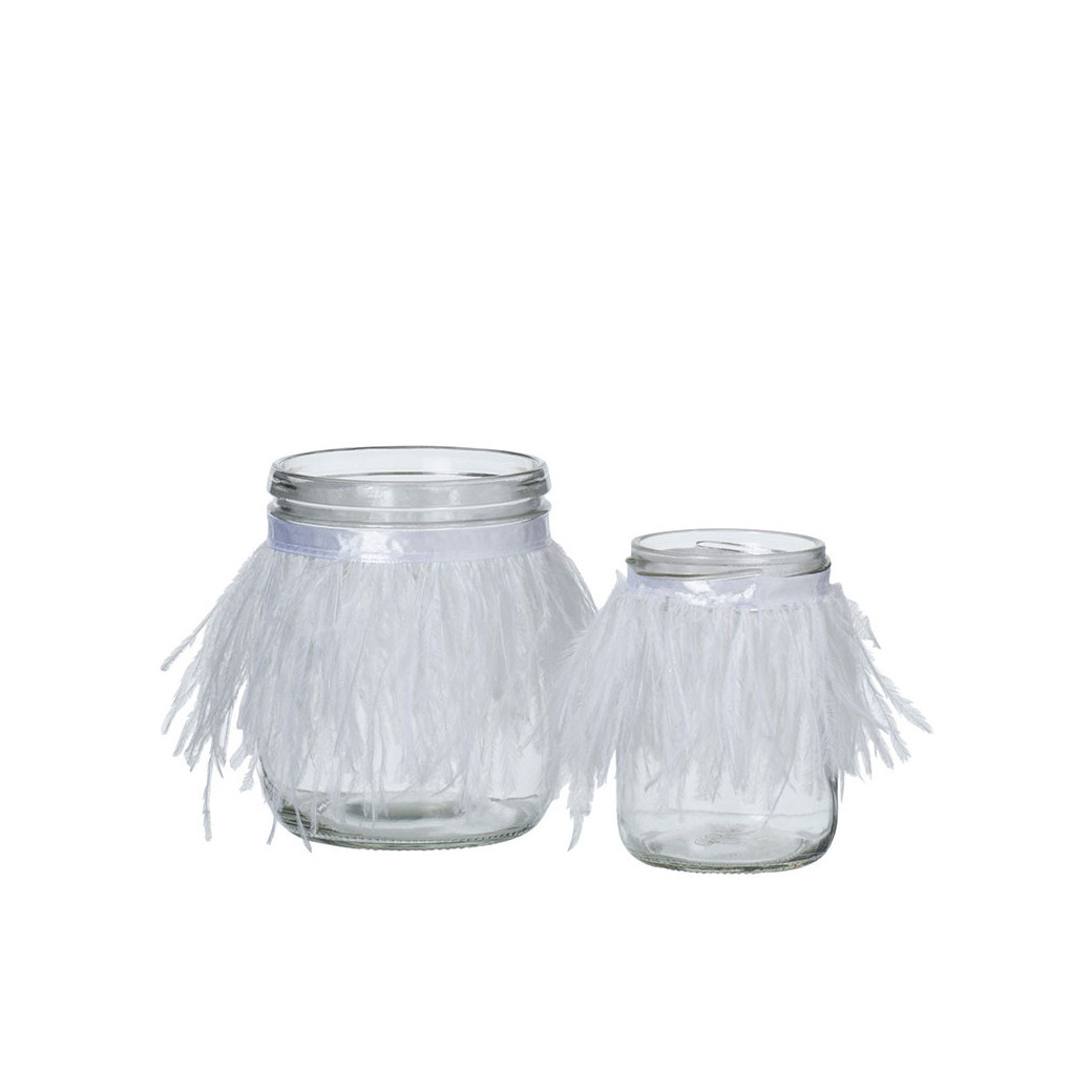 Photophore Plumes Blanc Verre Grand J Line