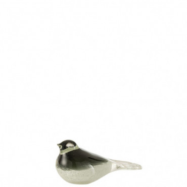 Oiseau Verre Vert / Blanc S