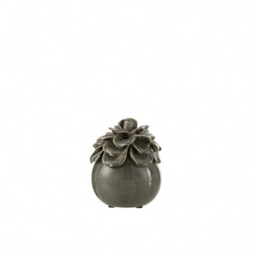 Fleur Decorative Ceramique Gris