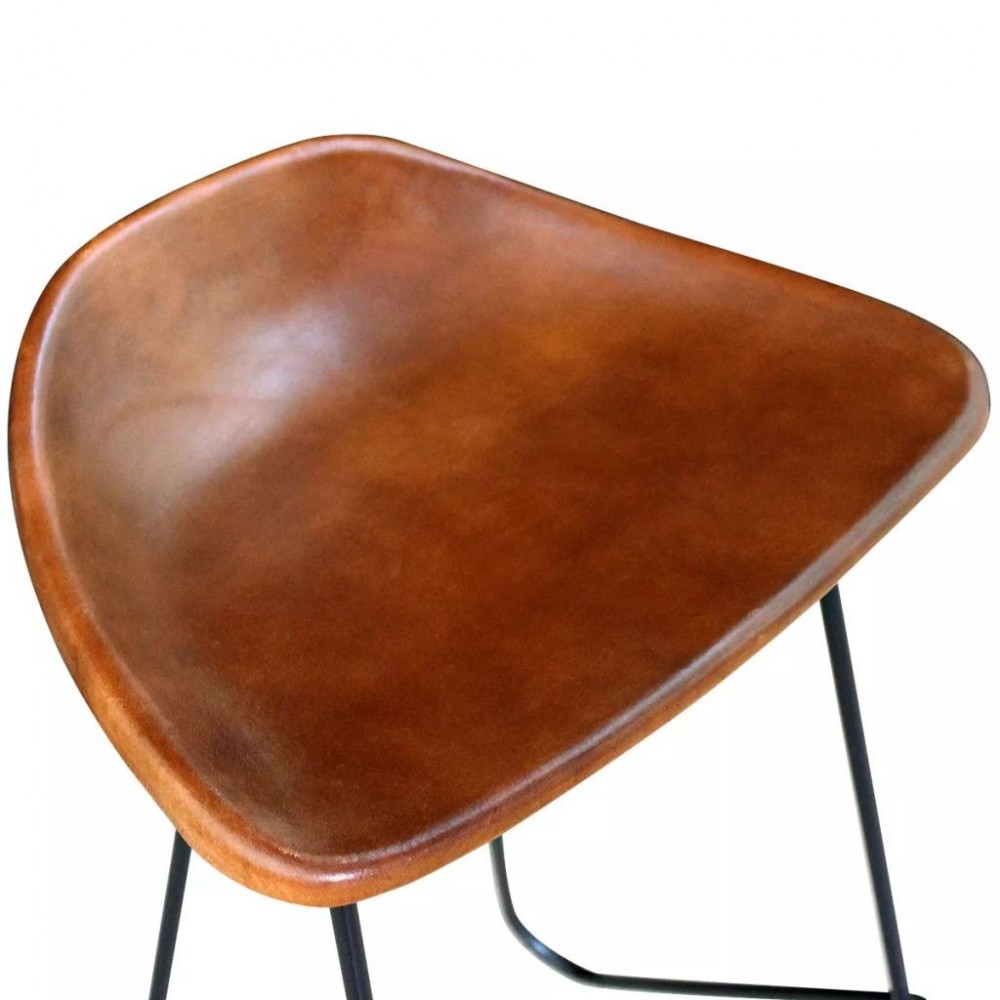 Chaise de bar x2 en cuir véritable Marron  Achat sur Plante Ta Deco