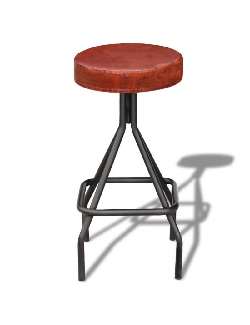 Tabouret de bar en cuir véritable Marron et noir | Achat ...