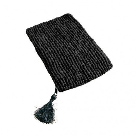 Pochette En Raphia - Noir - 32cm