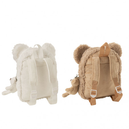 Sac A Dos Ours Peluche Blanc/Beige