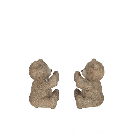 Set De Deux Presse-Papier Ours Teddy Resine Marron Clair