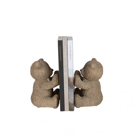 Set De Deux Presse-Papier Ours Teddy Resine Marron Clair