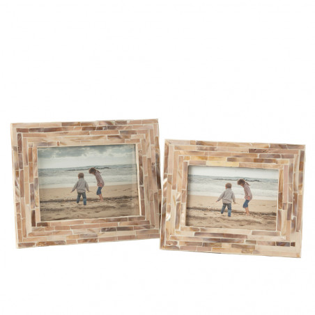 Cadre Photo Nuye Mosaique/Bois Beige 12X17Cm