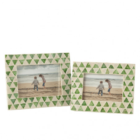 Cadre Photo Nuye Mosaique/Bois Vert 12X17Cm