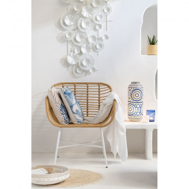 Deco Murale Fleurs Metal Blanc