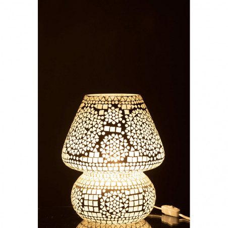 Lampe De Table Mosaïque Eki Verre Blanc Grande Taille