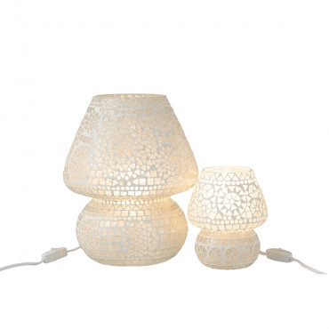 Lampe De Table Mosaïque Eki Verre Blanc Grande Taille