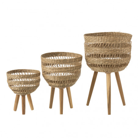 Paniers Sur Trepied Zostere Naturel Set De 3