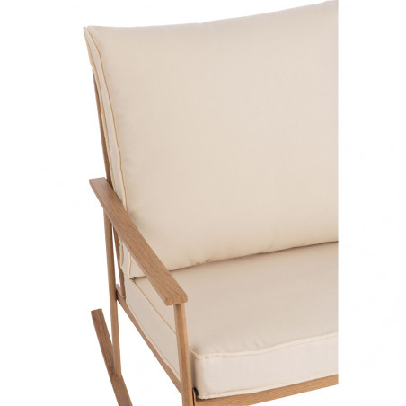 Chaise A Bascule Metal/Textile Blanc/Naturel