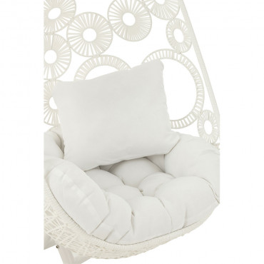 Fauteuil Suspendu + Coussins Bula Metal/Roseau Blanc