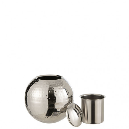 Floating Burner Ball Hammered Stainless Steel Silver