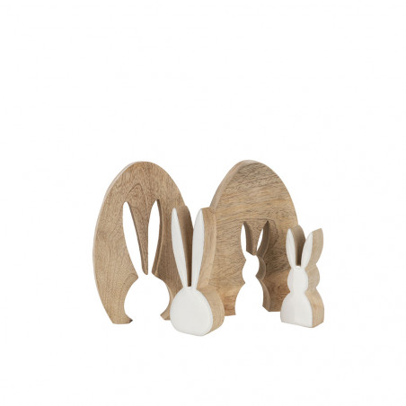 Silhouette Lapin Puzzle Bois De Manguier Naturel/Blanc Taille Moyenne