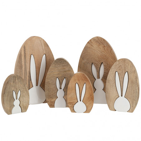 Silhouette Lapin Puzzle Bois De Manguier Naturel/Blanc Grande Taille