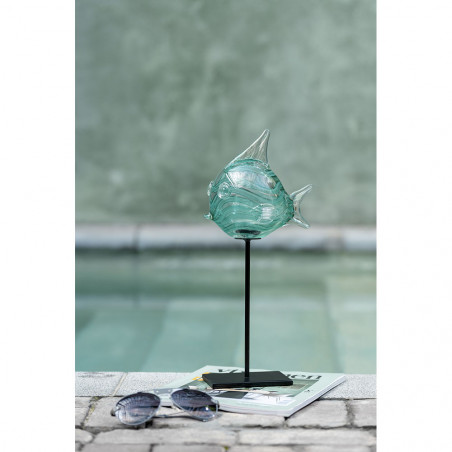 Poisson Sur Pied Verre Vert Grande Taille