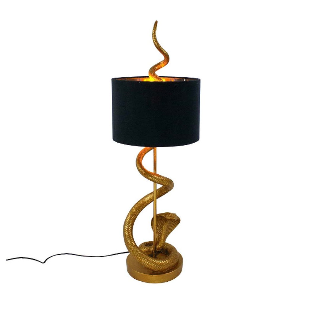 Clayre & Eef Lampe de table Serpent Ø 26x48 cm Couleur or Noir Plastique