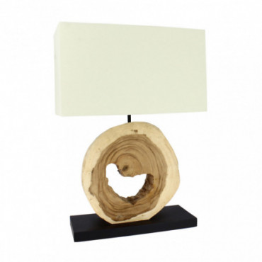 Lampe en bois naturel avec abat-jour ivoire H57cm Core