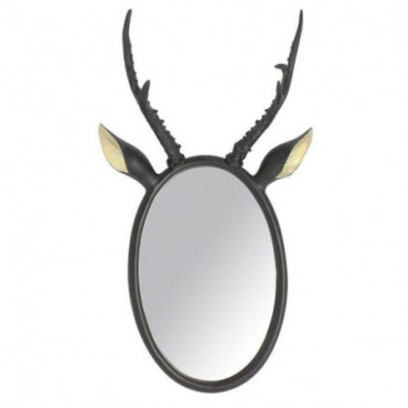 Miroir ramure de gazelle en résine noire H64cm Gazelle