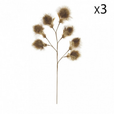 Set de 3 fleurs décoratives en plumes de faisan H70cm Fagiano