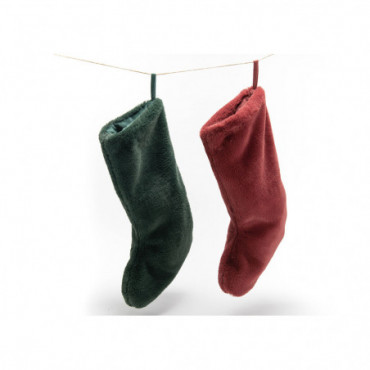 Chaussette Noel Luxe x2 Bordeaux Vert