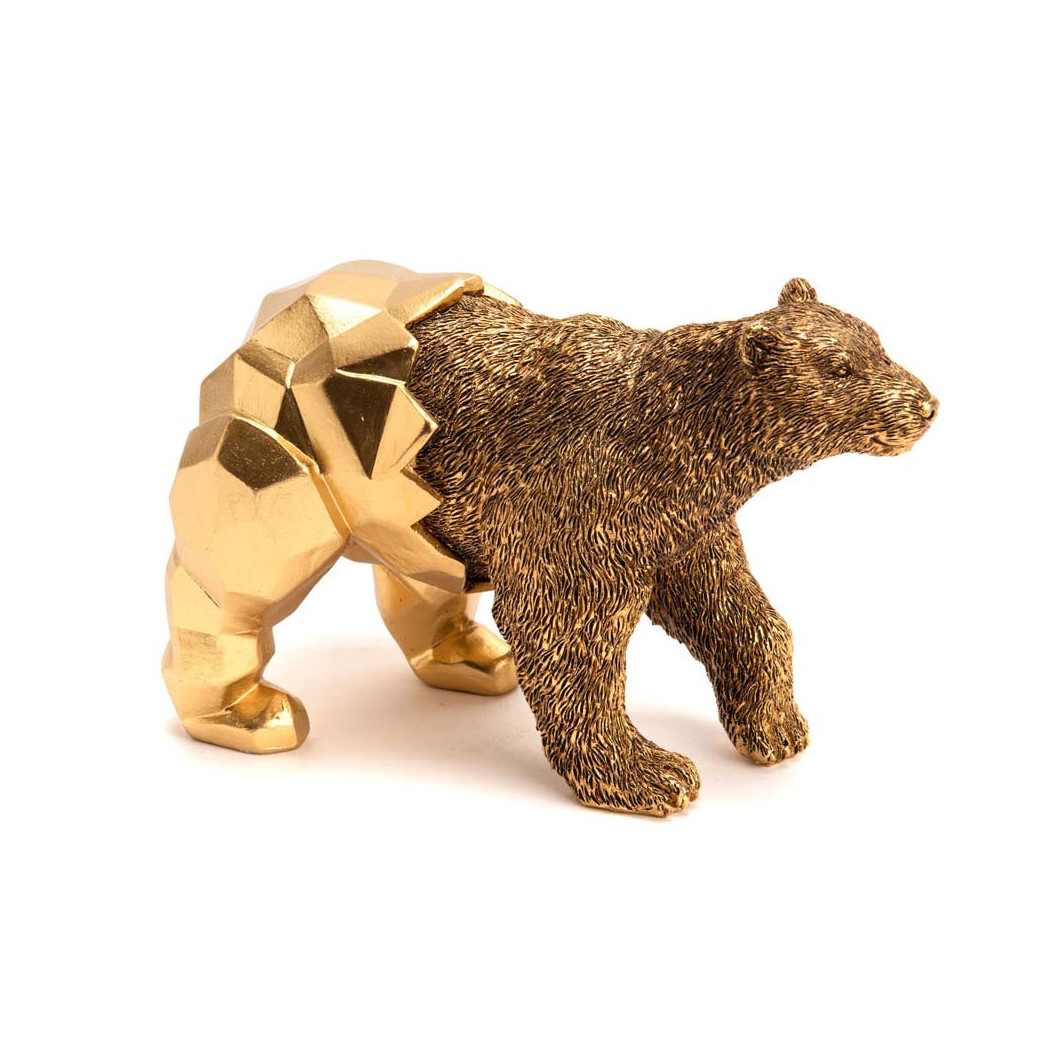 Ours doré de Luxe léger avec plateau, petits Ornements d'ours de Luxe ,  figurine de