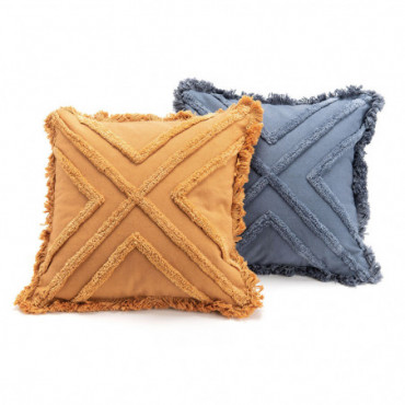 Coussin Brocant Jaune Bleu x2 40X40