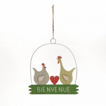 Suspension Poules Bienvenue