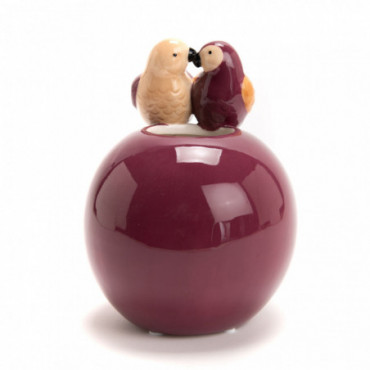 Vase Rond Couple Oiseaux Bdx