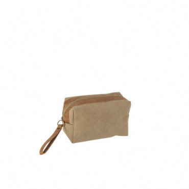 Trousse De Toilette + Cordon Textile Beige/Marron