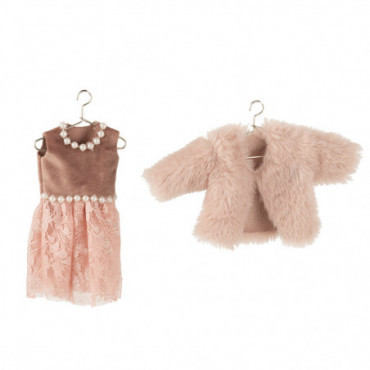 Veste/Robe Mini Suspendu Textile Vieux Rose/Rose Clair