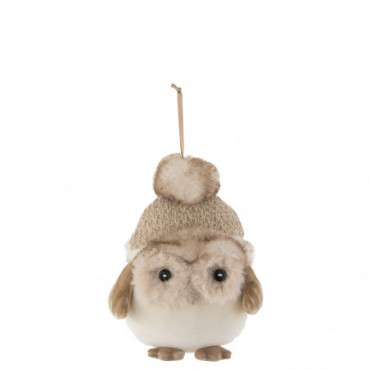 Suspension Hibou Textile Beige/Brun Grand