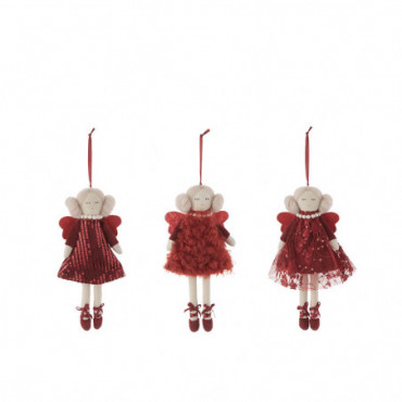 Suspension Poupees Robe Textile Rouge