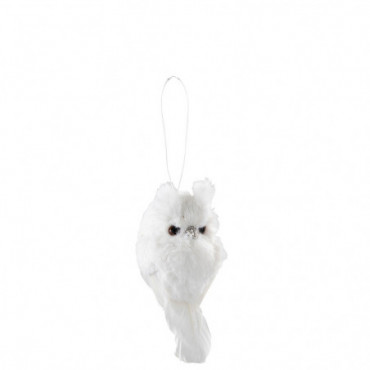 Hibou Suspendu Peluche/Plumes Blanc