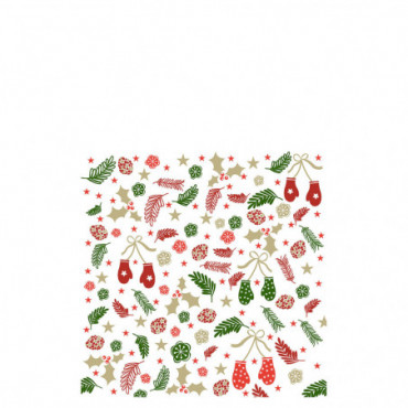 Paquet 12 Serviettes Fond Noel Papier Mix Grand