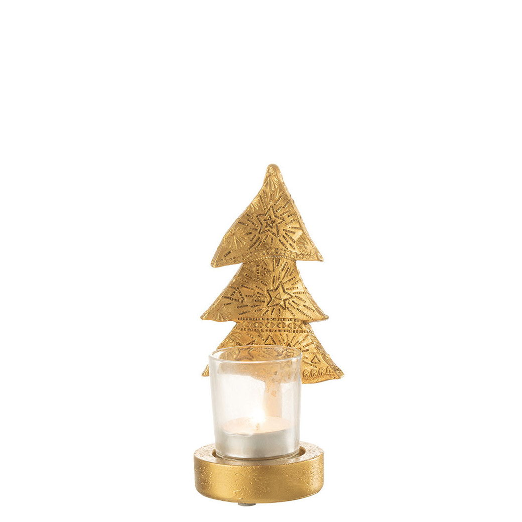 Porte Bougie Sapin De Noël Poly Or Petit Jline