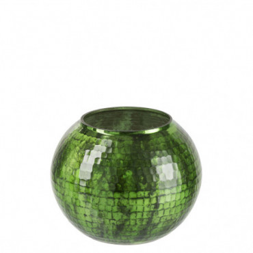 Bougeoir Martele Verre Vert Grand