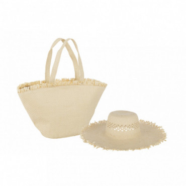 Set 2 Sacs De Plage + Chapeau Papier Naturel