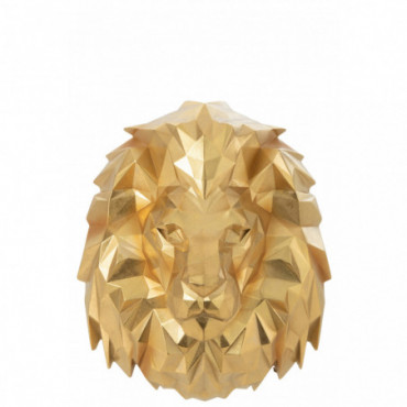 Decoration Murale Lion Origami Resine Or