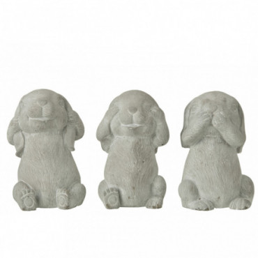 Figurine Rabbit Cement Grey x3