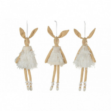 Lapin Suspension Robe Textile Blanc x3