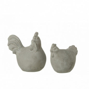 Lot De 2 Figurines Glendy Gris Ciment