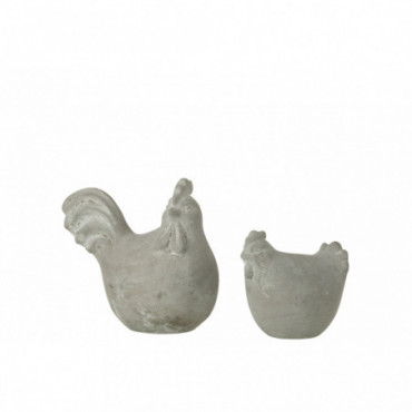 Lot De 2 Figurines Lily Gris Ciment