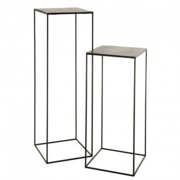 Set De 2 Table Gigogne Haute Carree Oxidize Aluminium/Metal Antique...