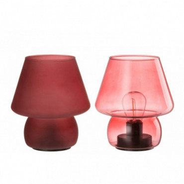 Lampe Mat/Transparent Verre Rose Framboise x2