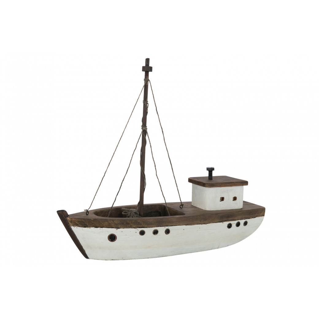 Bateau Vacay Bois Marron Fonce Blanc L J line