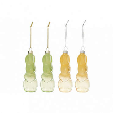 Boite De 4 Lapin Suspension Verre Vert/Jaune  x2