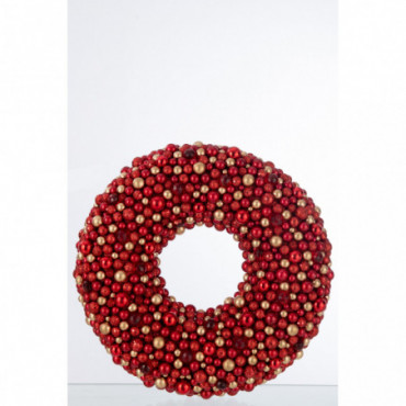 Couronne Rond Boules Plastique Rouge/Or