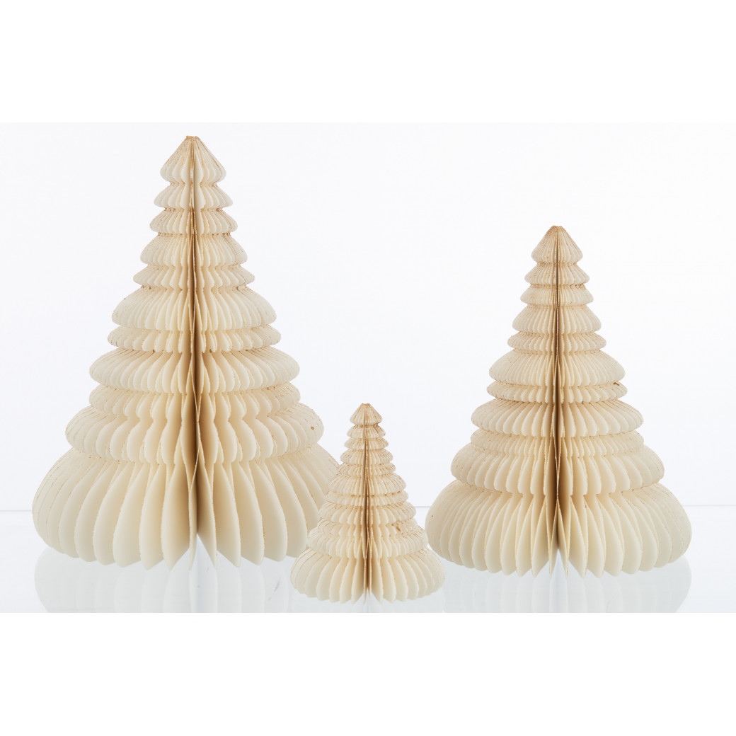 Sapin De Noel A Poser Pliant Papier Creme/Blanc L Jline